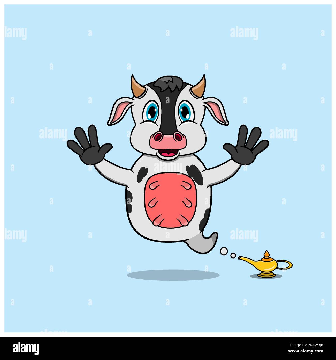 Süße und lustige Tiere mit Kuh. Genie Charakter. Perfekt für Maskottchen-, Logo-, Icon- und Charachter-Design. Vektor und Illustration Stock Vektor