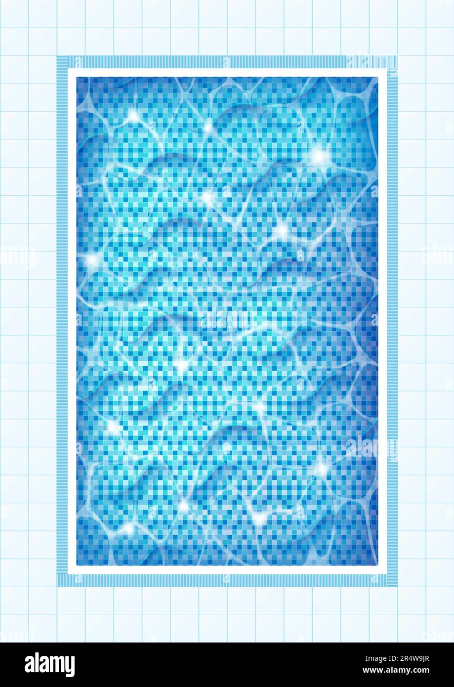 Swimmingpool mit Wellen, Draufsicht. Sommerhintergrund. Textur der Wasseroberfläche. Realistische Vektordarstellung Stock Vektor