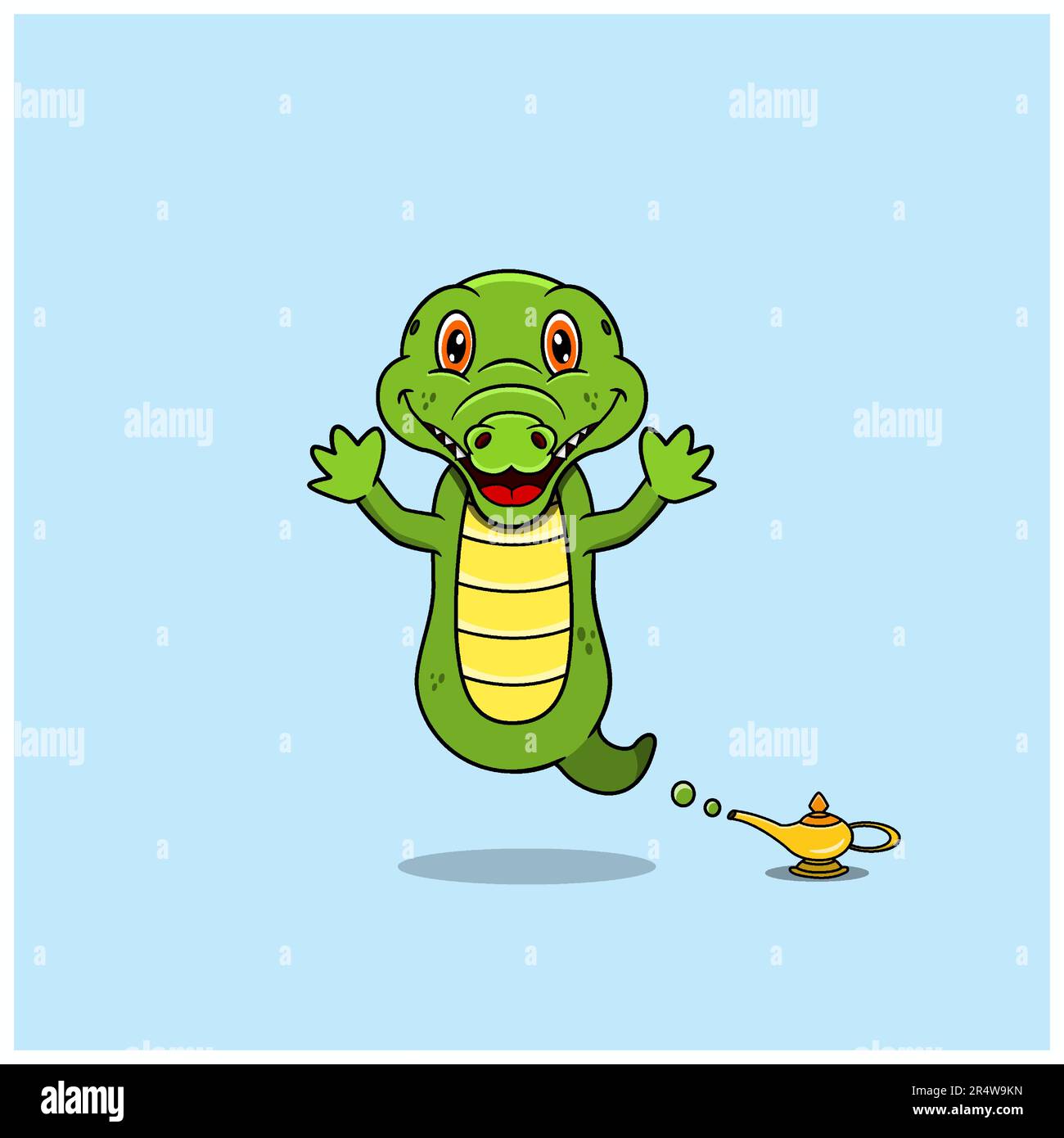 Süße und lustige Tiere mit Krokodil. Genie Charakter. Perfekt für Maskottchen-, Logo-, Icon- und Charachter-Design. Vektor und Illustration Stock Vektor