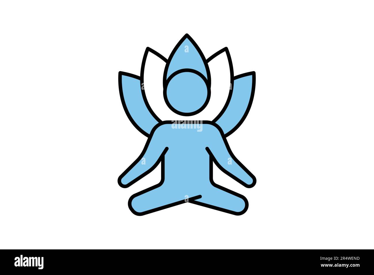 Yoga-Fitnesssymbol. Meditationsleute mit Lotus. Symbol für gesundes Leben. Zweifarbiges Icon-Design. Einfache Vektorkonstruktion editierbar Stock Vektor