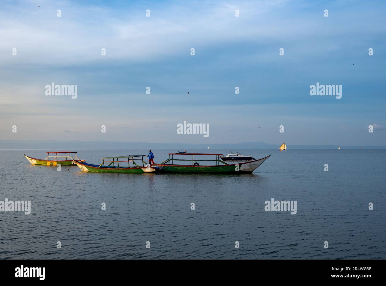 Kleine Fischerboote in Lake Victoria. Kenia, Afrika. Stockfoto