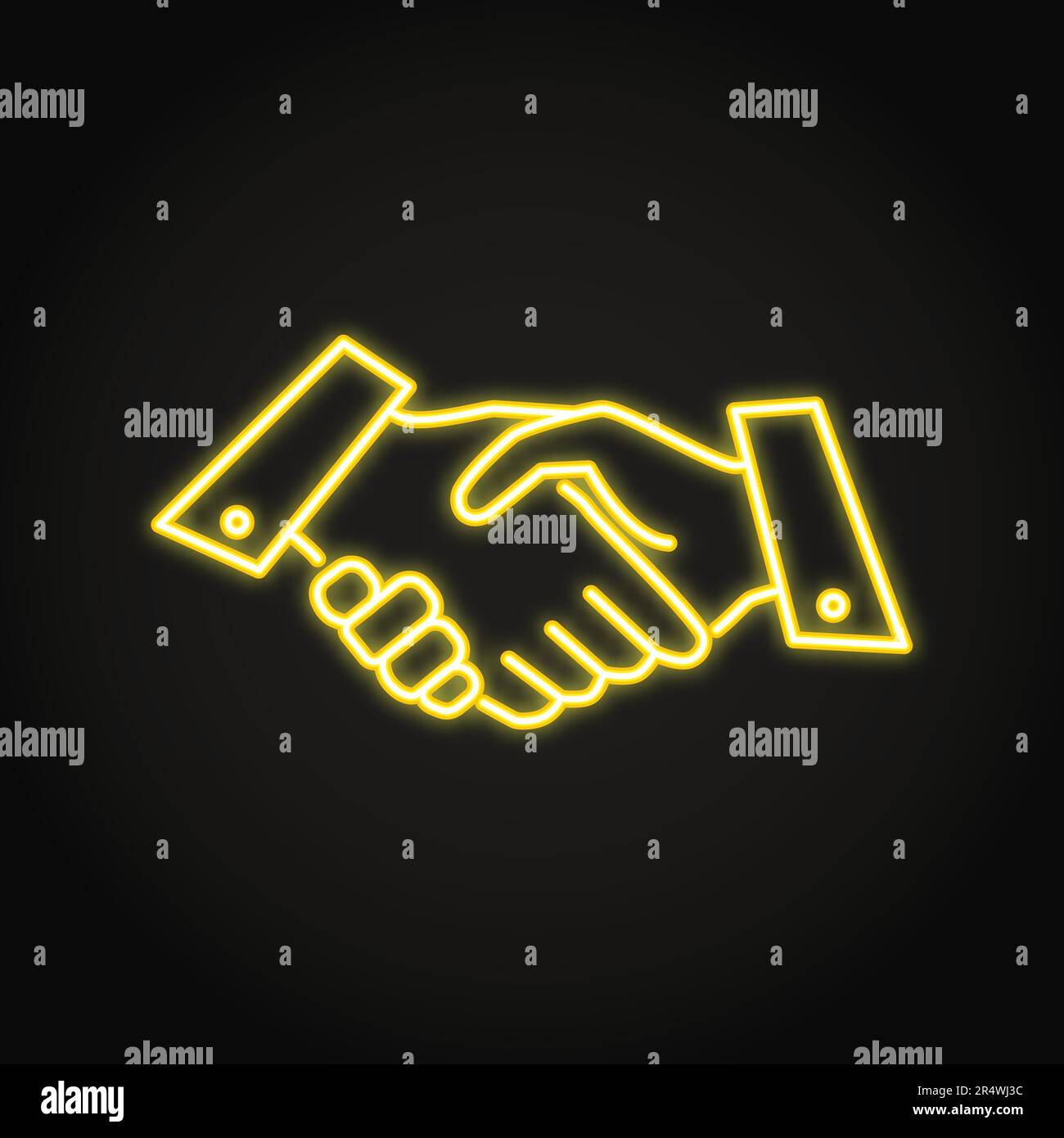 Shaking Hands – Neon-Ikone in Linienform. Business-Handschlag-Symbol, Gruß-Shake. Vektordarstellung. Stock Vektor
