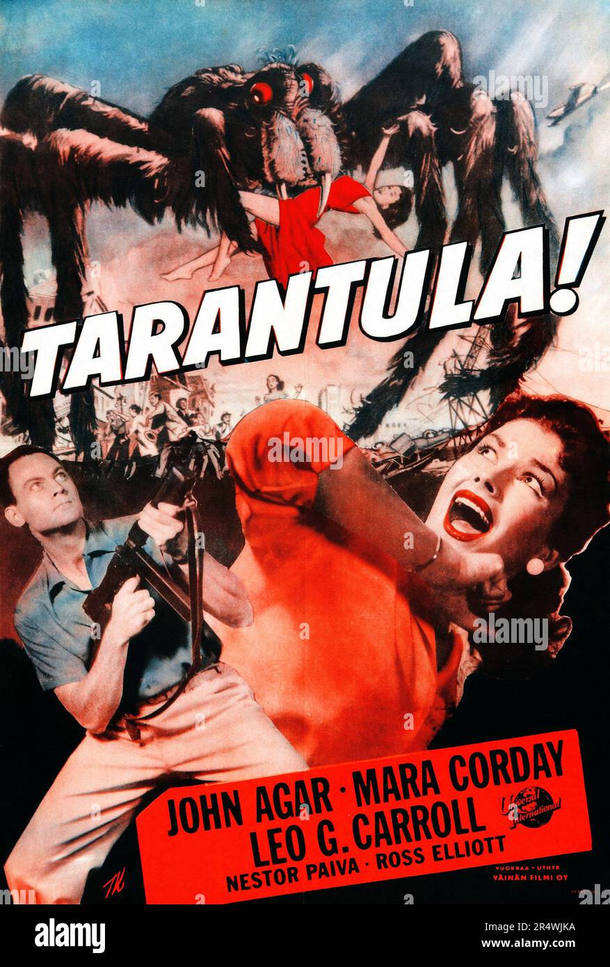 Tarantula ist ein 1955 Science Fiction Film unter der Regie von Jack Arnold, und Hauptdarsteller John Agar, Mara Corday und Leo G. Carroll. Das Drehbuch von Robert M. Fresko und Martin Berkeley war auf einer Geschichte von Arnold von Fresken Drehbuch für Science Fiction Theater inspiriert, "No Food For Thought", die am 14. Mai ausgestrahlt wurde, 1955 Stockfoto Tarantula ist ein 1955 Science Fiction Film unter der Regie von Jack Arnold, und Hauptdarsteller John Agar, Mara Corday und Leo G. Carroll. Das Drehbuch von Robert M. Fresko und Martin Berkeley war auf einer Geschichte von Arnold von Fresken Drehbuch für Science Fiction Theater inspiriert, "No Food For Thought", die am 14. Mai ausgestrahlt wurde, 1955 Stockfoto