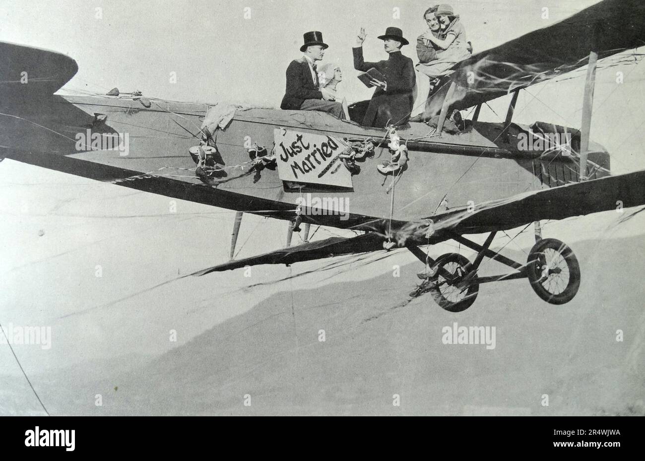 Die Flugzeug-Hochzeit war ein Film an der Tagesordnung durch die Zeit des "High Flying George", 1927. Stockfoto