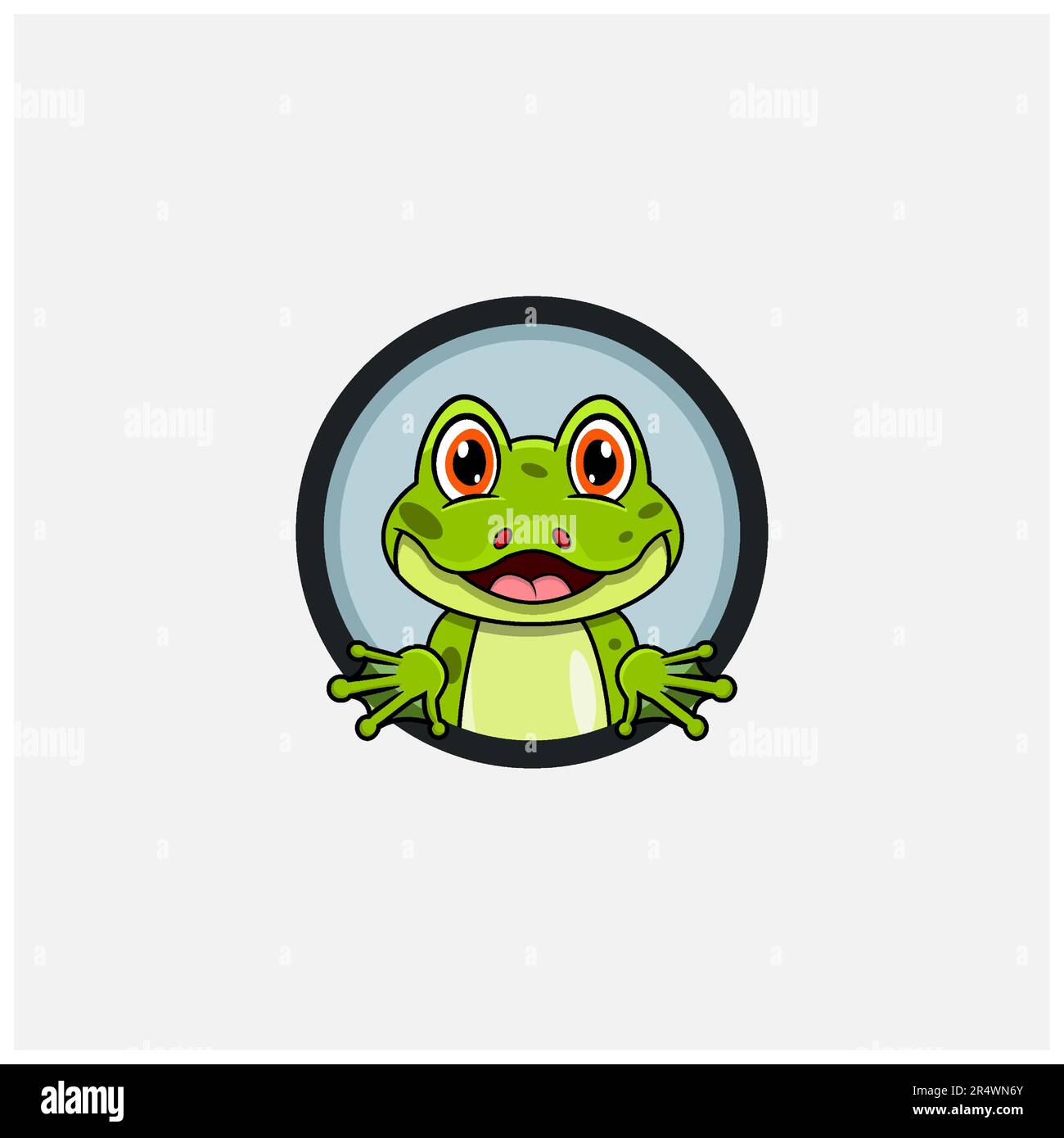 Lustiges Froschkopfdesign. Perfekt für Logo, Label, Vorlage und Symbol. Vektor und Illustration. Stock Vektor