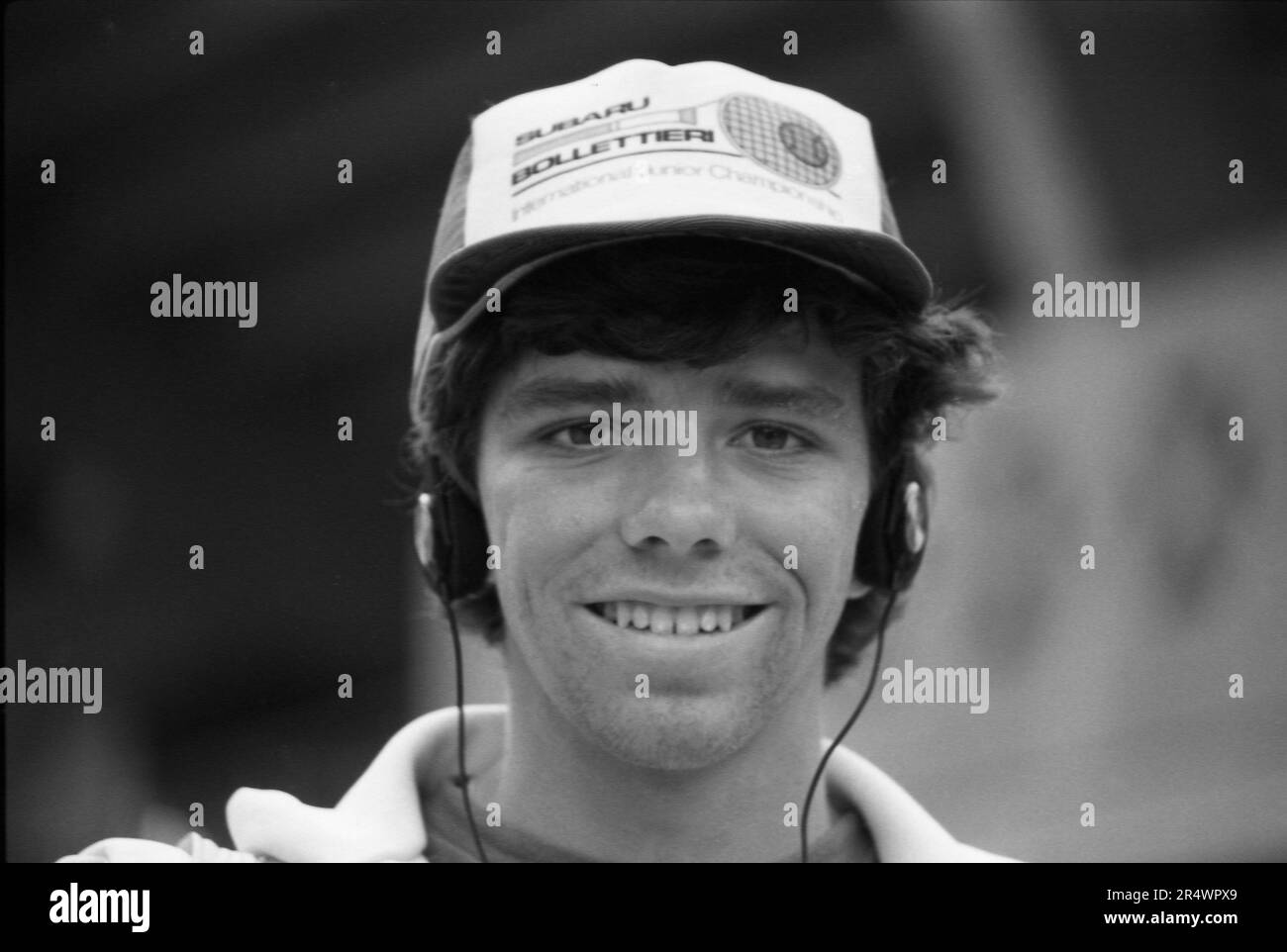 Porträt des amerikanischen Tennisspielers Jimmy Arias bei den French Open 1982. Stockfoto