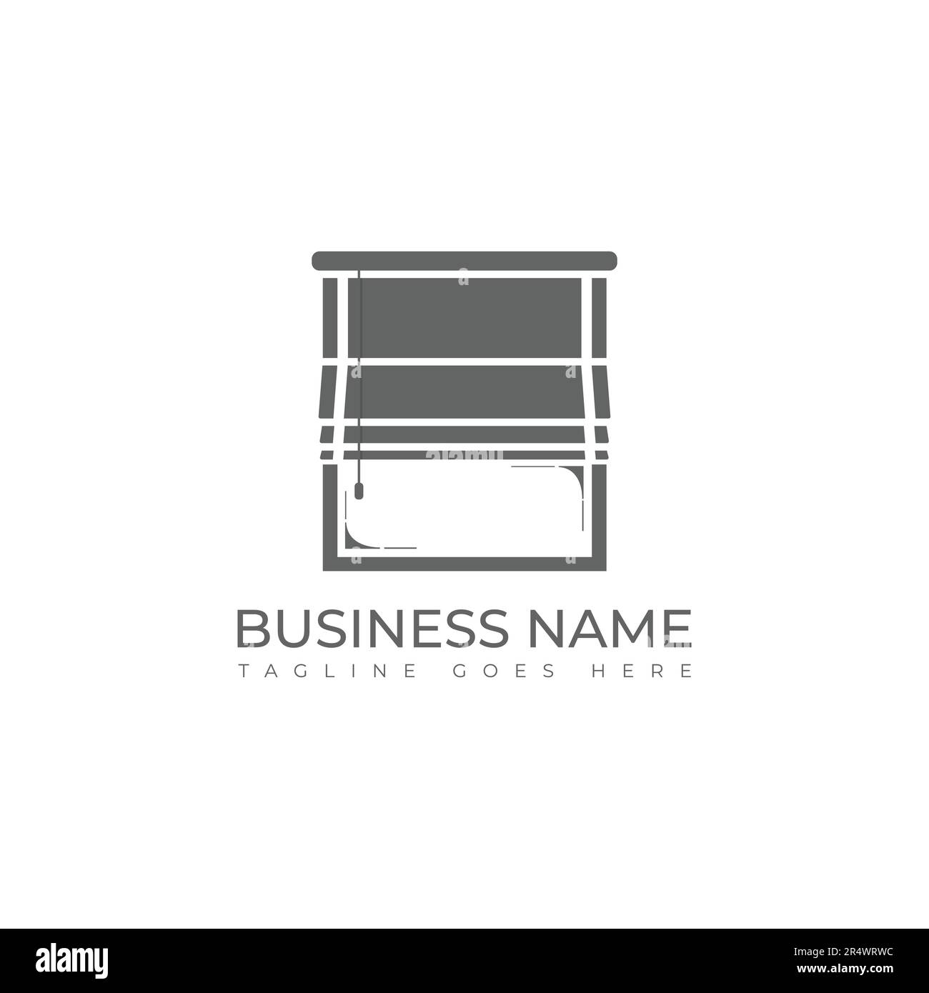 Designvektor für kreative Fensterbehandlung. Jalousien Fensterüberzüge Logo-Designvektor isoliert auf weißem Hintergrund Stock Vektor