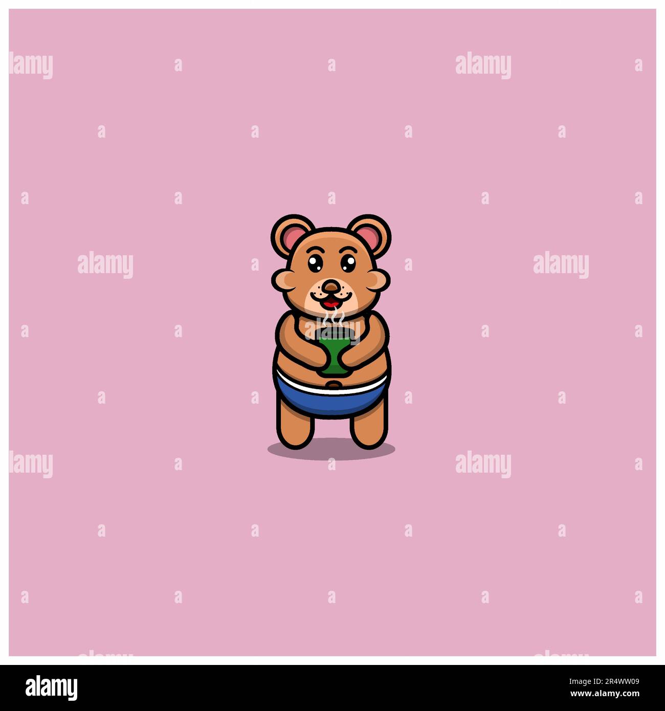 Süßer Babybär Mit Teetasse. Charakter, Logo, Icon, Cartoon Und Inspiration Design. Vektor Und Illustration. Stock Vektor