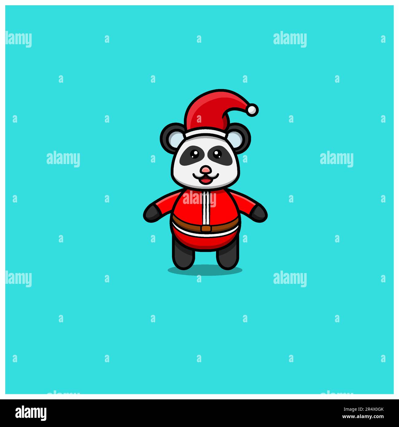 Süßer Baby-Panda Mit Weihnachtsmann-Kostüm. Charakter, Logo, Symbol Und Inspiration Design. Vektor Und Illustration. Stock Vektor