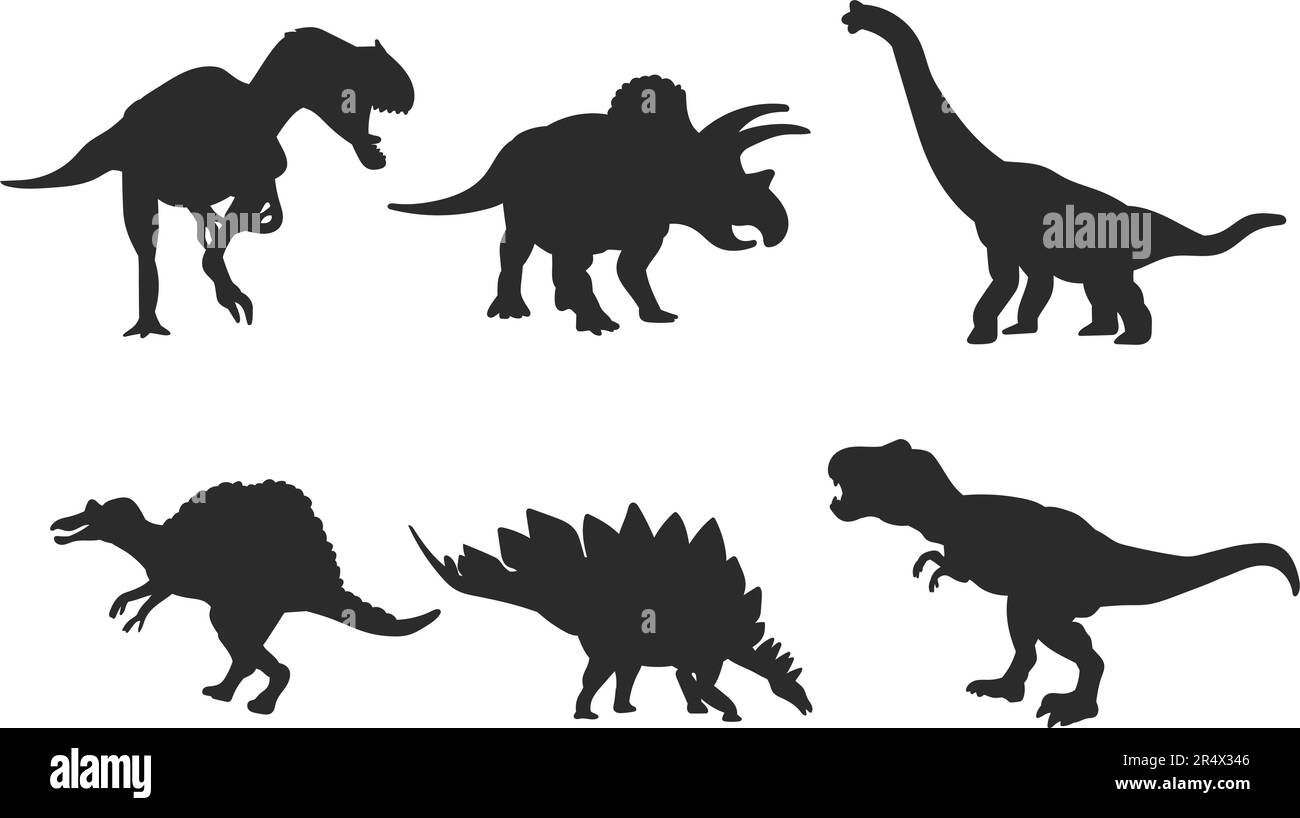 Vektordesign-Illustration der Silhouette-Kollektion in Dinosaurier-Schwarz Stock Vektor