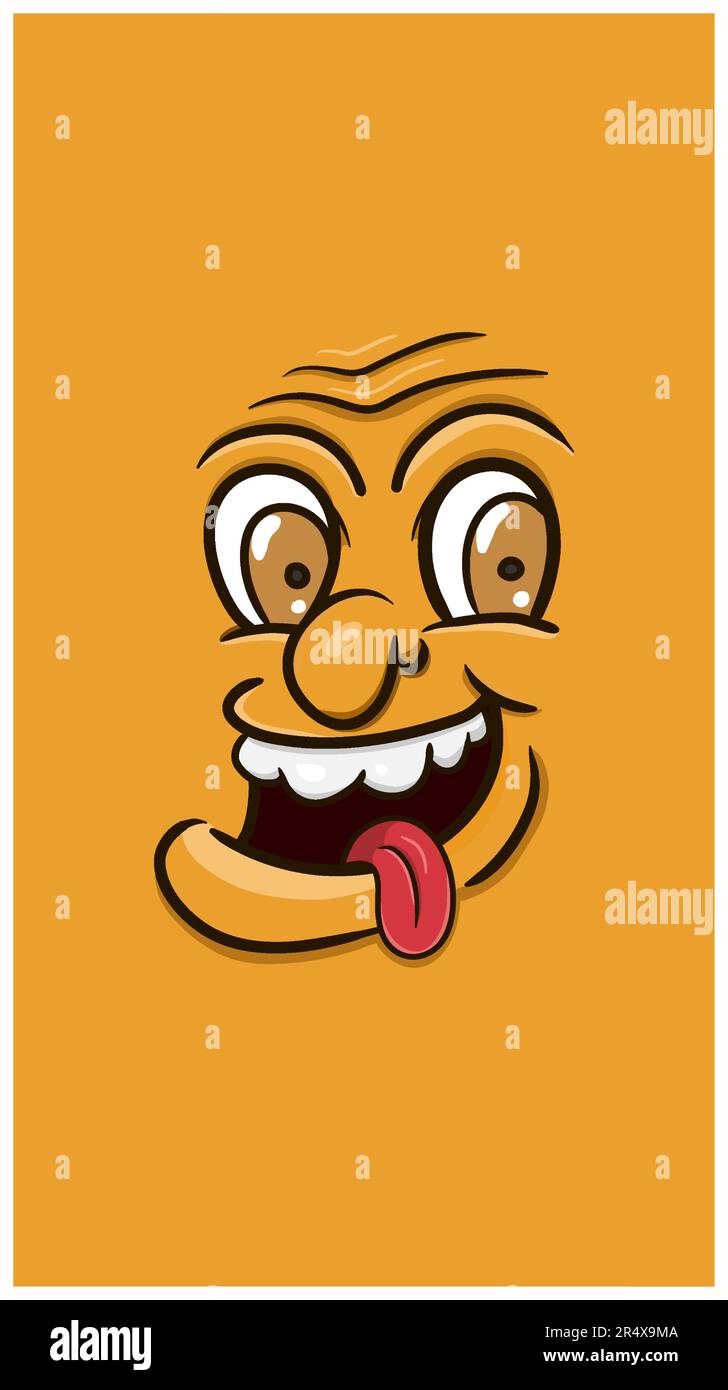 Cartoon People Face mit Funny Expression für Hintergrund und Walpaper. Clip Art-Vektor. Vektor und Illustration Stock Vektor