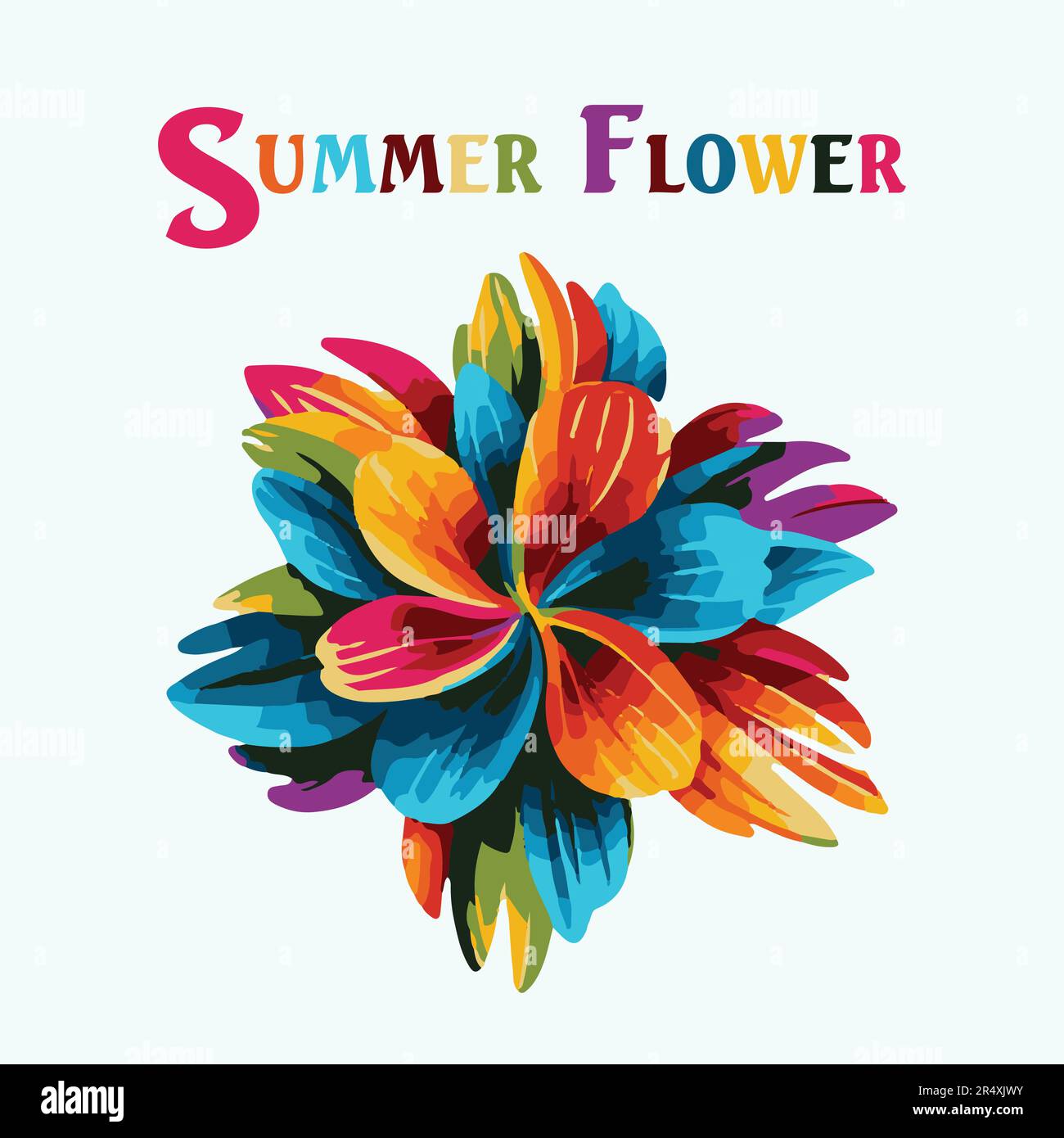 Handgezeichnete Farbenfrohe Sommerblumen-Vektordarstellung. Stock Vektor