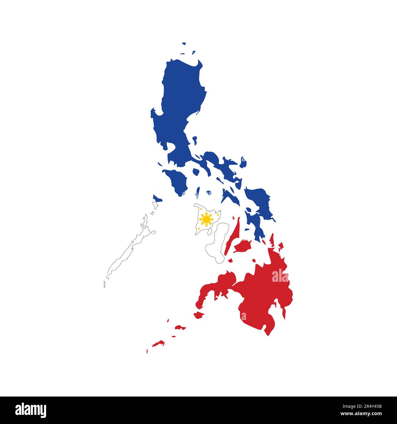Karte der Philippinen mit der Nationalflagge auf grauem Hintergrund. Vektordarstellung. Stock Vektor
