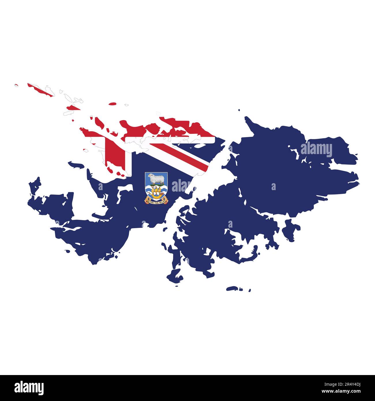 Falklandinseln (Islas Malvinas) Vektordarstellung Flagge und Kartenlogo Designkonzept detailliert Stock Vektor