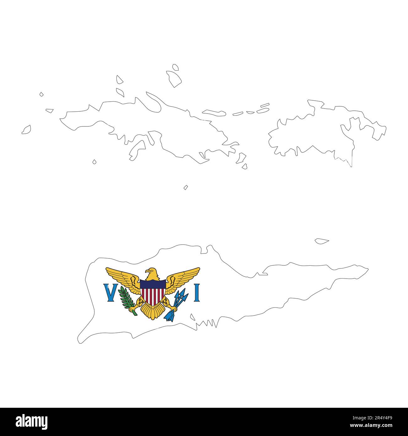 USA Jungferninseln USA Territorium Vektordarstellung Flagge und Kartenlogo Designkonzept detailliert Stock Vektor