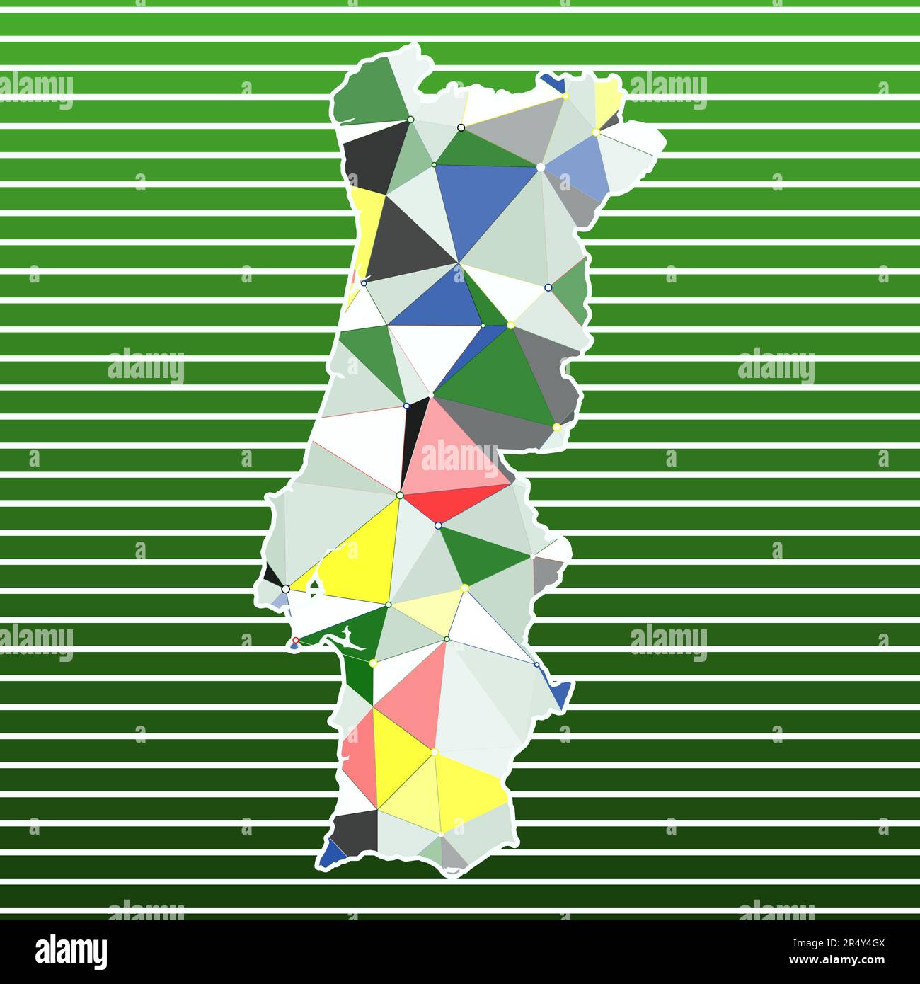 Portugal Vektorillustration. Portugal-Design auf verlaufendem Streifen-Hintergrund. Technologie, Internet, Netzwerk, Telekommunikationskonzept. Stock Vektor