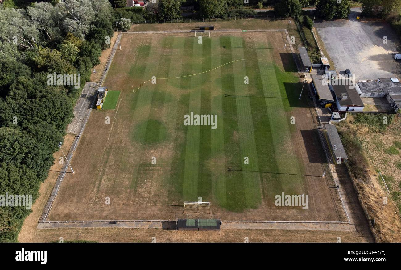 Der Hive, Heimstadion des Basildon United FC, aus der Vogelperspektive. Stockfoto