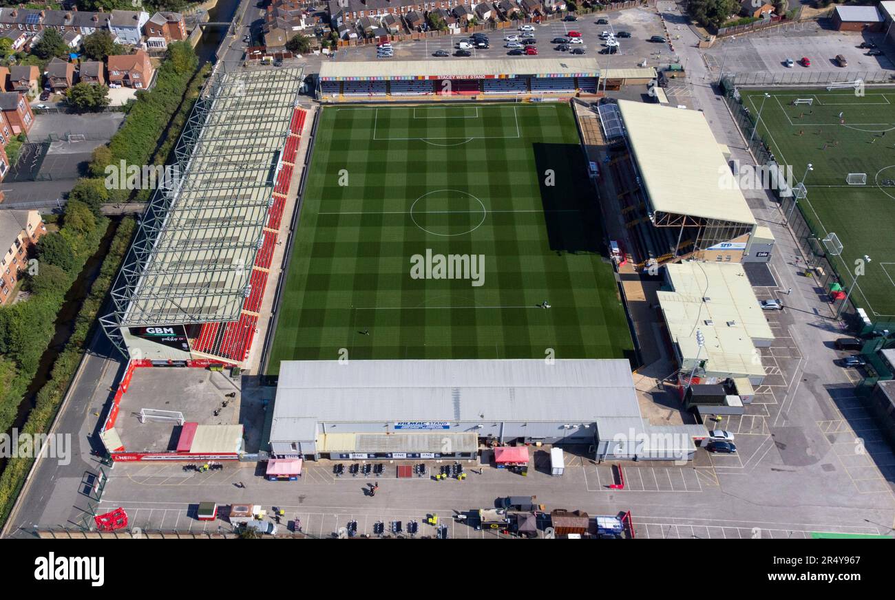 Luftaufnahme des derzeit benannten LNER Stadions (für Sponsoring), Heimstadion des Lincoln City FC. Der Boden ist besser bekannt als Sincil Bank Stockfoto