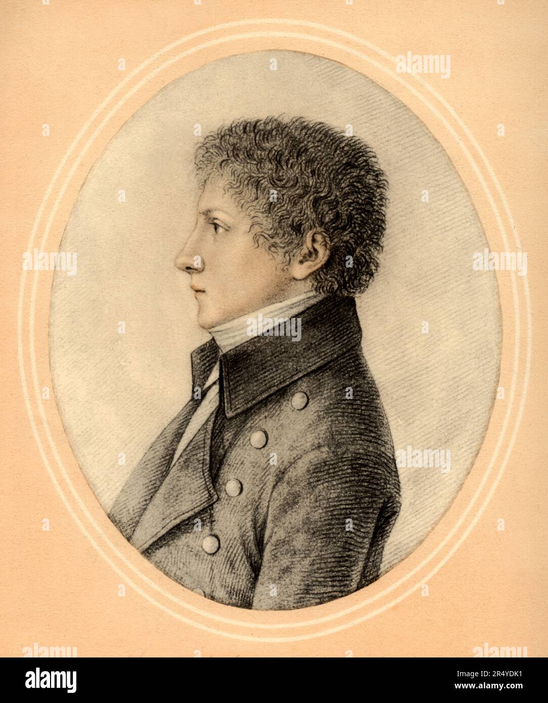 1802 , Mailand , ITALIEN : der gefeierte italienische Schriftsteller und Dichter ALESSANDRO MANZONI ( 1785 - 1873 ) im Alter von 17 Jahren . Porträt des Malers GAUDENZIO BORDIGA ( 1773 - 1837 ) . POETA - POET - POESIA - POESIE - POESIE - SCRITTORE - LETTERATO - LITERATUR - LETTERATURA - RITUTO - PROFILO - PROFIL - ARCHIVIO GBB Stockfoto