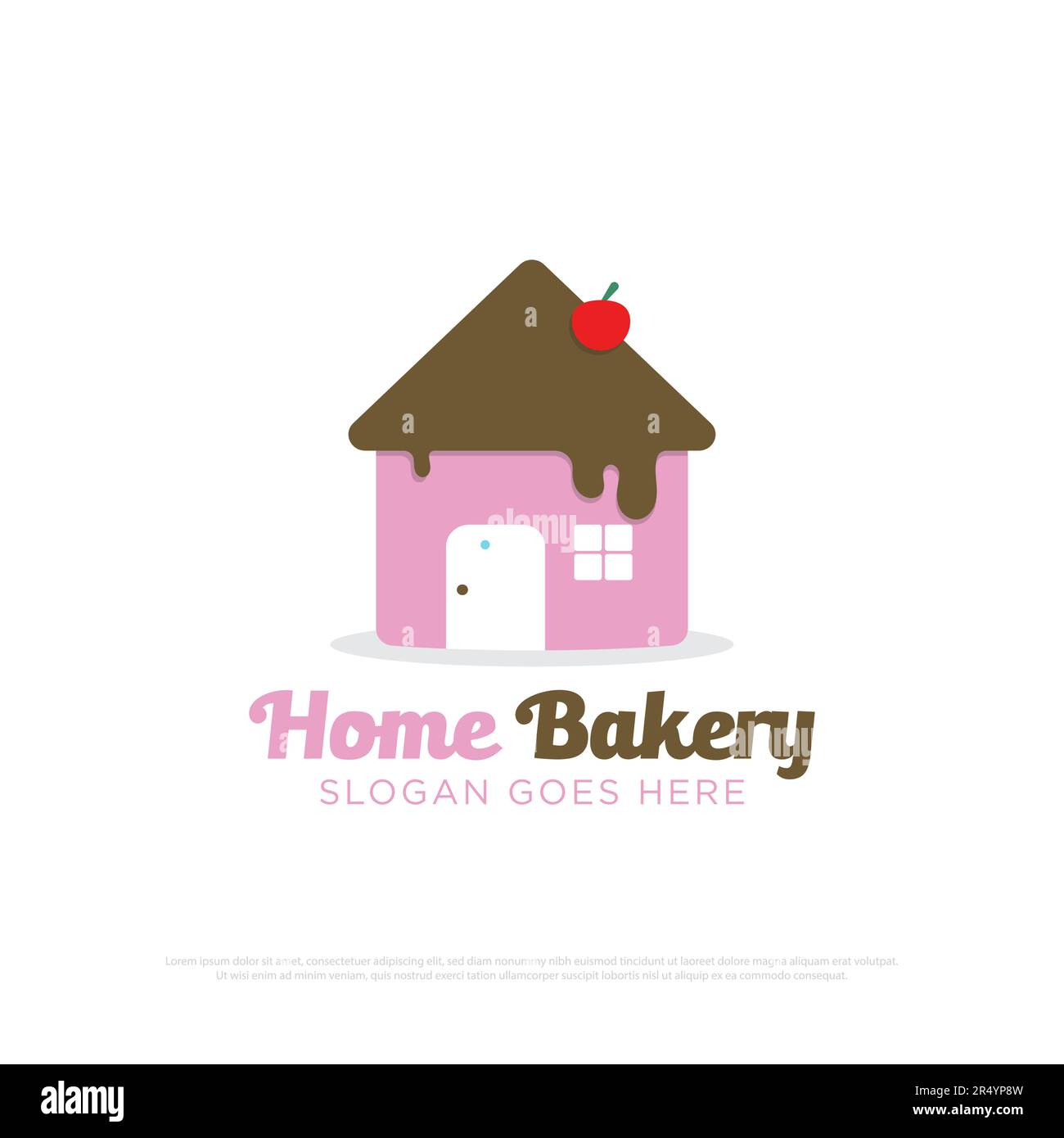 Home Bakery Cafe Logo-Design-Vektor, süßer Kuchen-Vektor-Illustration am besten für das Symbol, Schild, Logo oder die anderen Marken Ihrer Marke Stock Vektor