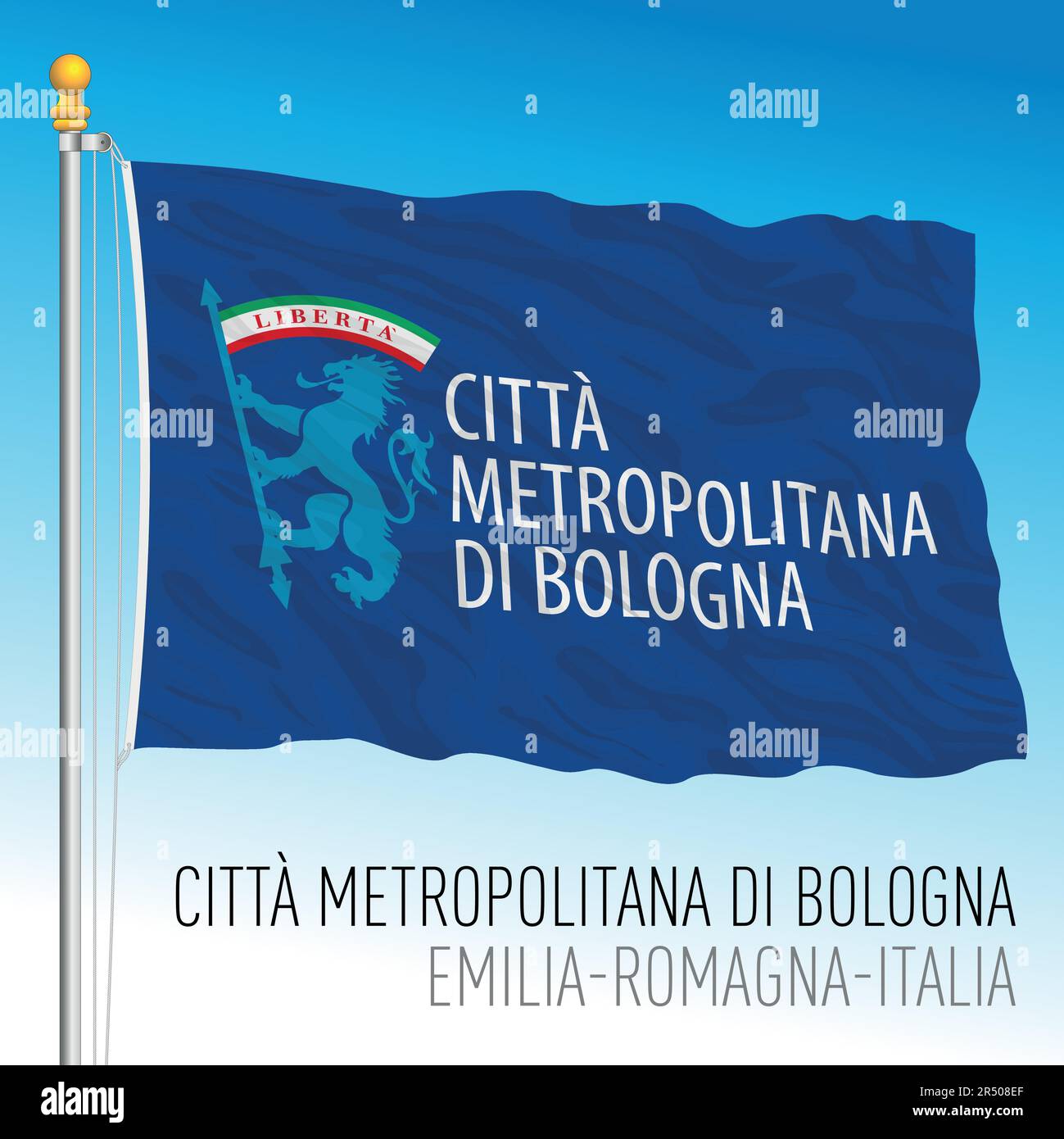 Bologna, Italien, Flagge der Metropolstadt, Emilia Romagna, Italien, Vektordarstellung Stock Vektor