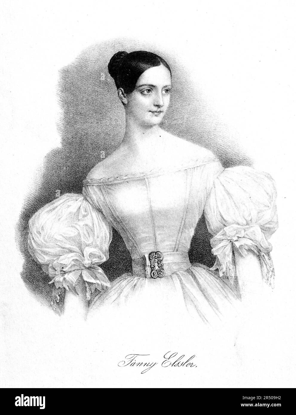 Fanny Elssler (1810-1884) Osterreichische Ballerina. Lithograf aus dem 19. Jahrhundert. Die berühmteste Ballerina der Romantik, kostet $1.000 Dollar pro Nacht. Stockfoto