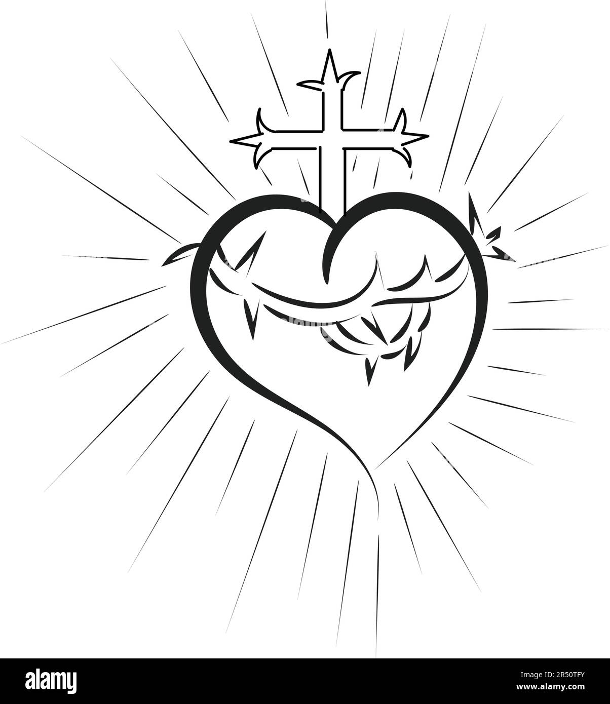 Das heilige Herz Jesu mit Strahlen Vektor Illustration zum Drucken oder