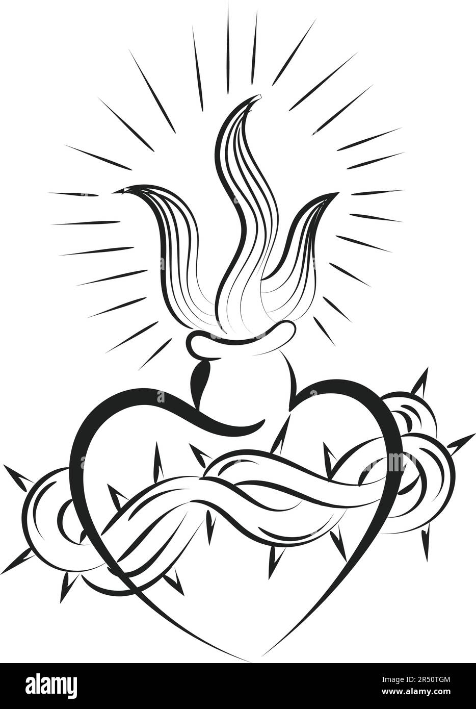 Das heilige Herz Jesu mit Strahlen Vektor Illustration zum Drucken oder
