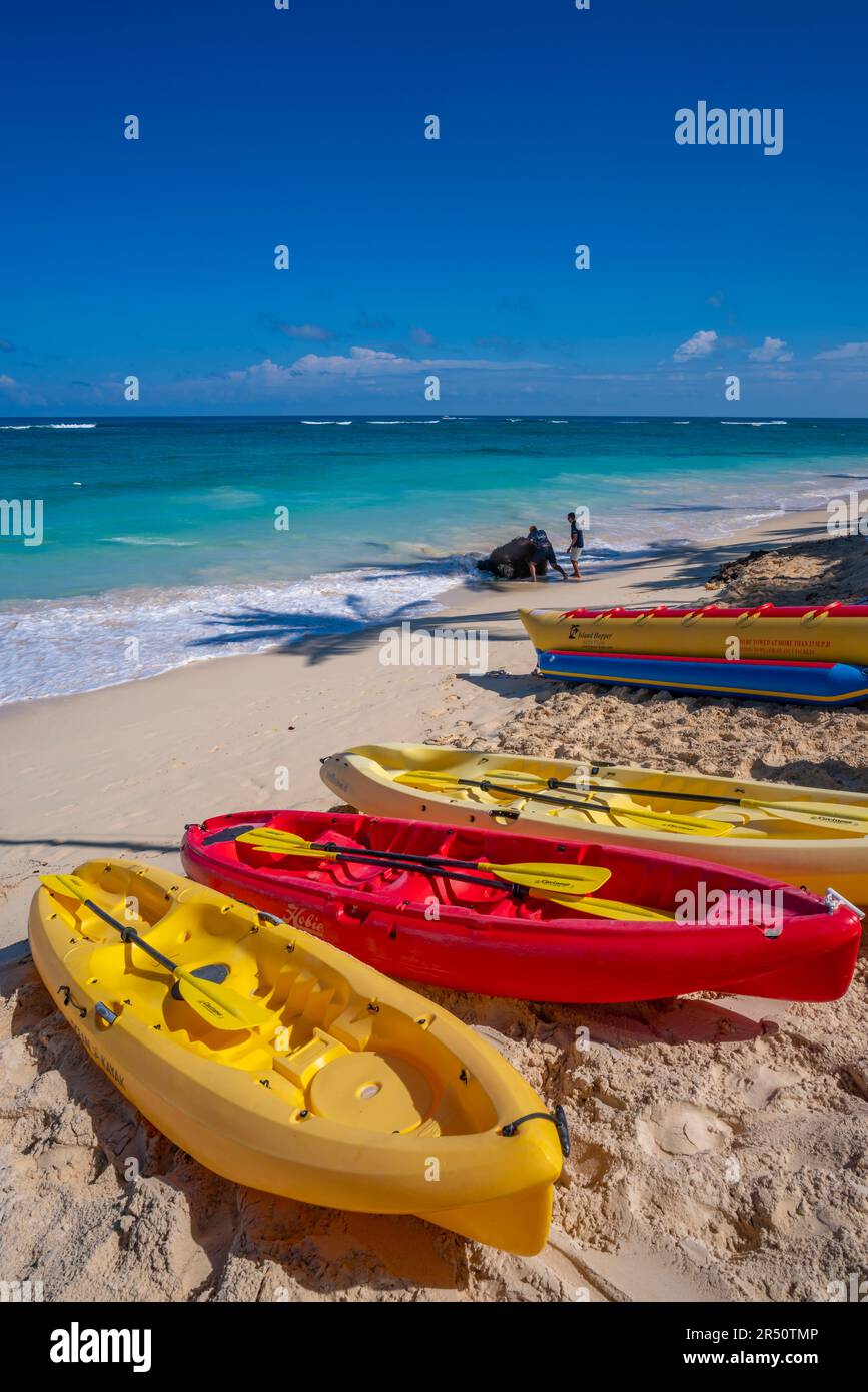Blick auf Cannos am Bavaro Beach, Punta Cana, Dominikanische Republik, Westindien, Karibik, Zentralamerika Stockfoto