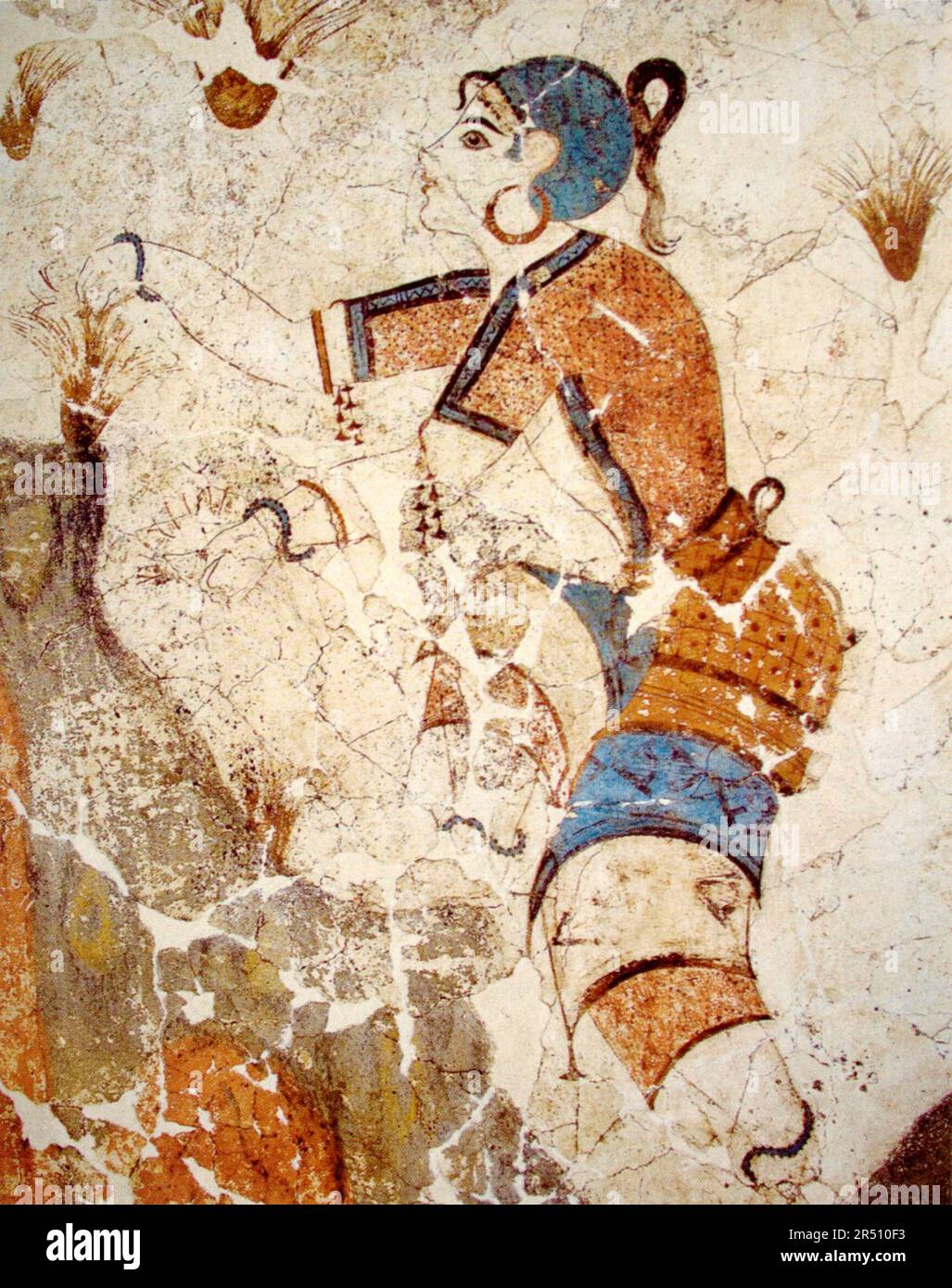 Safran Gatherer, Fresco, Akrotiri, Griechenland - 1600-1500 v. Chr Stockfoto