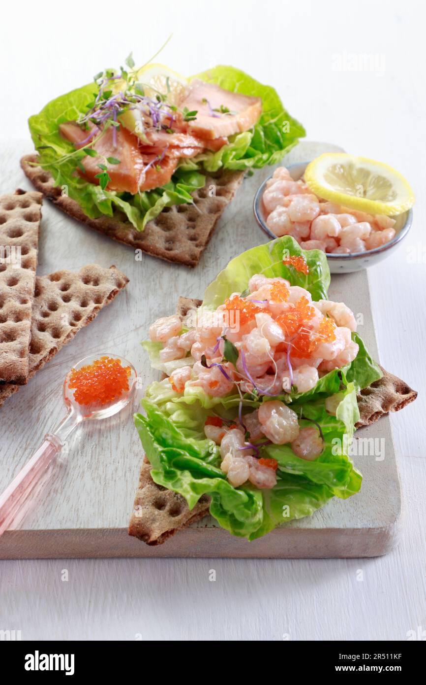 Schwedisches Cocktail-Shrimp-Sandwich Stockfoto