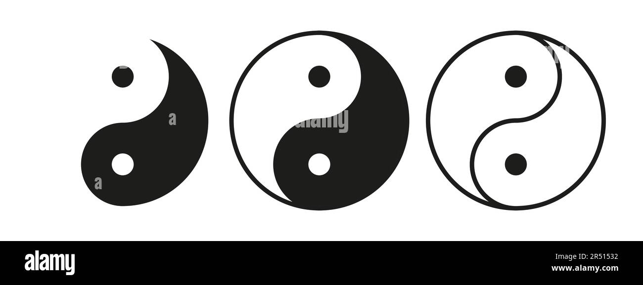 Tauchen Sie ein in das faszinierende Konzept von Yin und Yang mit dieser Sammlung von Vektorbildern, die die harmonische Balance zwischen Kontrast f darstellen Stock Vektor