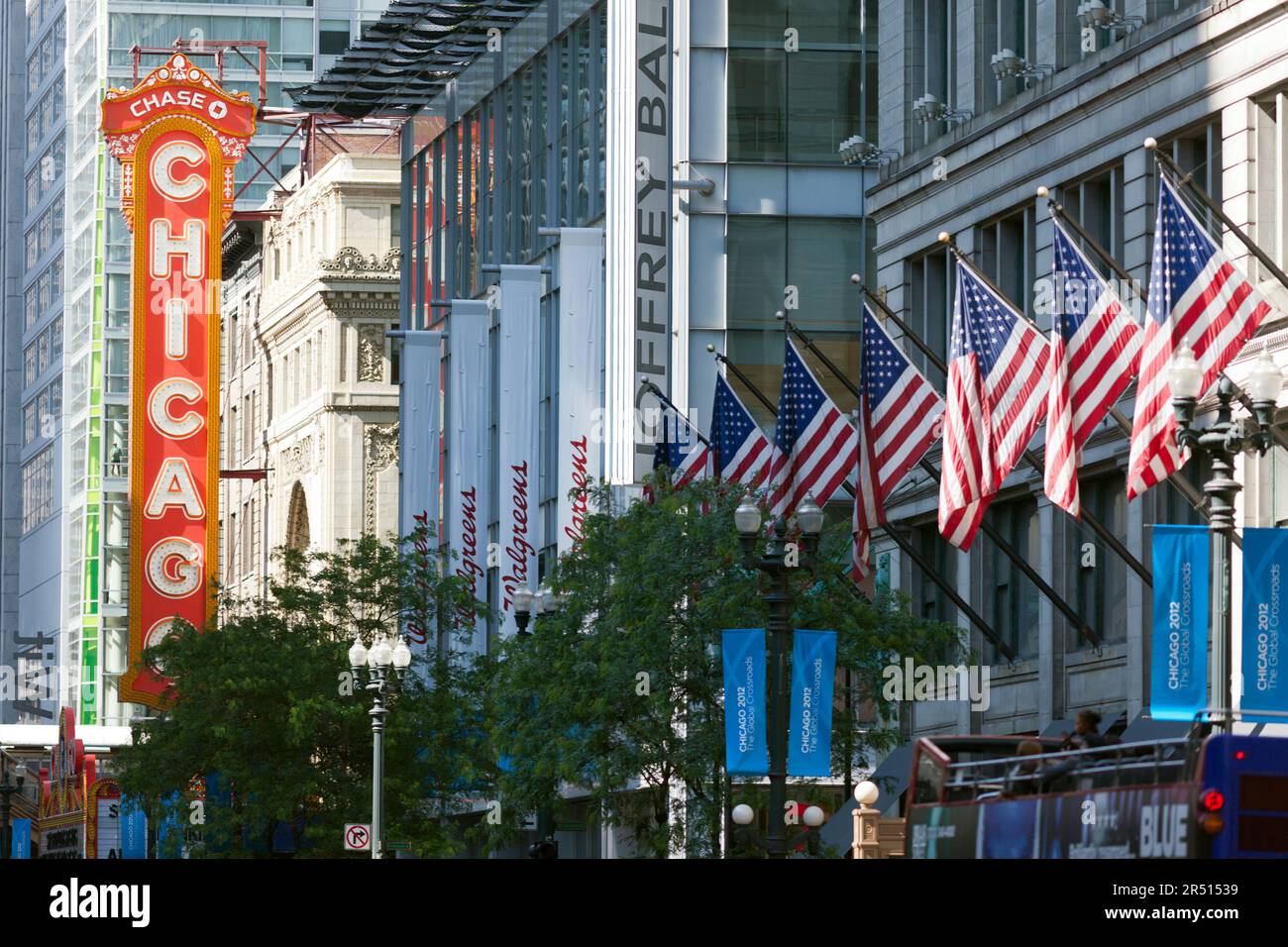 USA, Illinois, Chicago, Chicago, das Chicago Theatre, ursprünglich The Balaban und Katz. Stockfoto