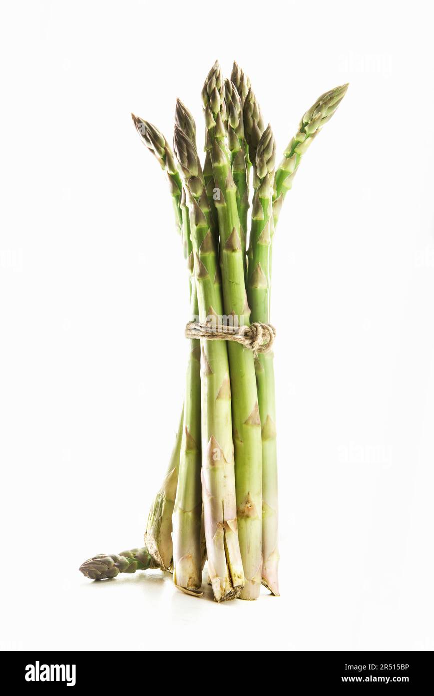 Eine Reihe von grünem Spargel Stockfoto