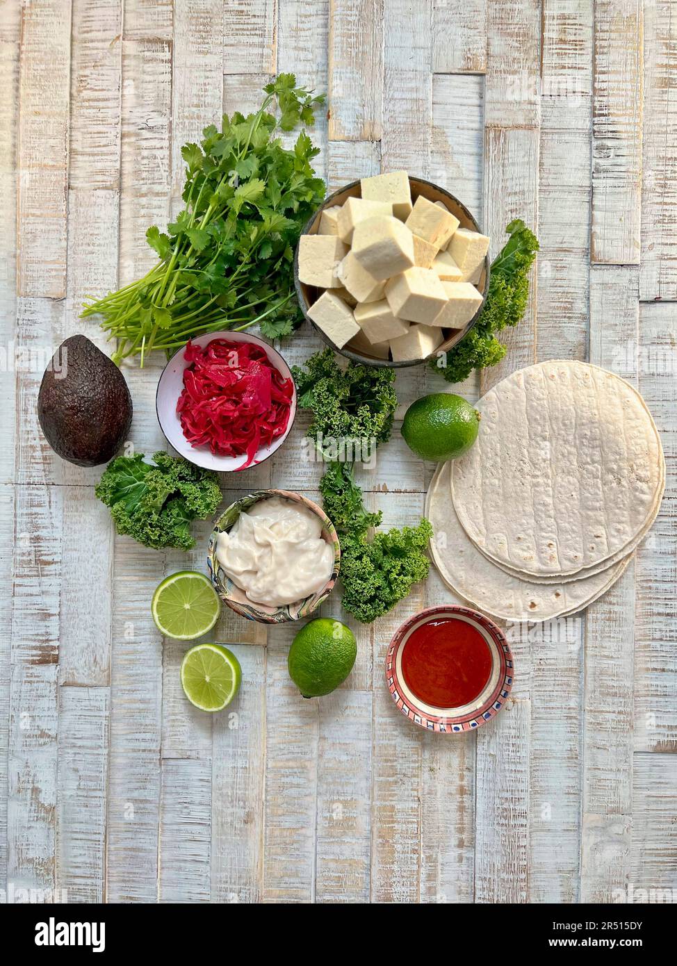 Zutaten für vegane tacos Stockfoto