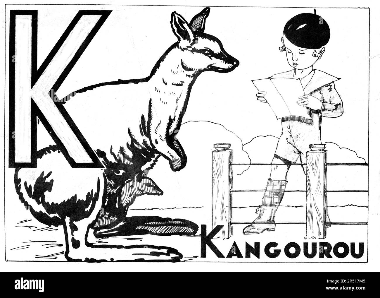 Französisch 1930er alphabetisches Bestiarium für Kinder Stockfoto