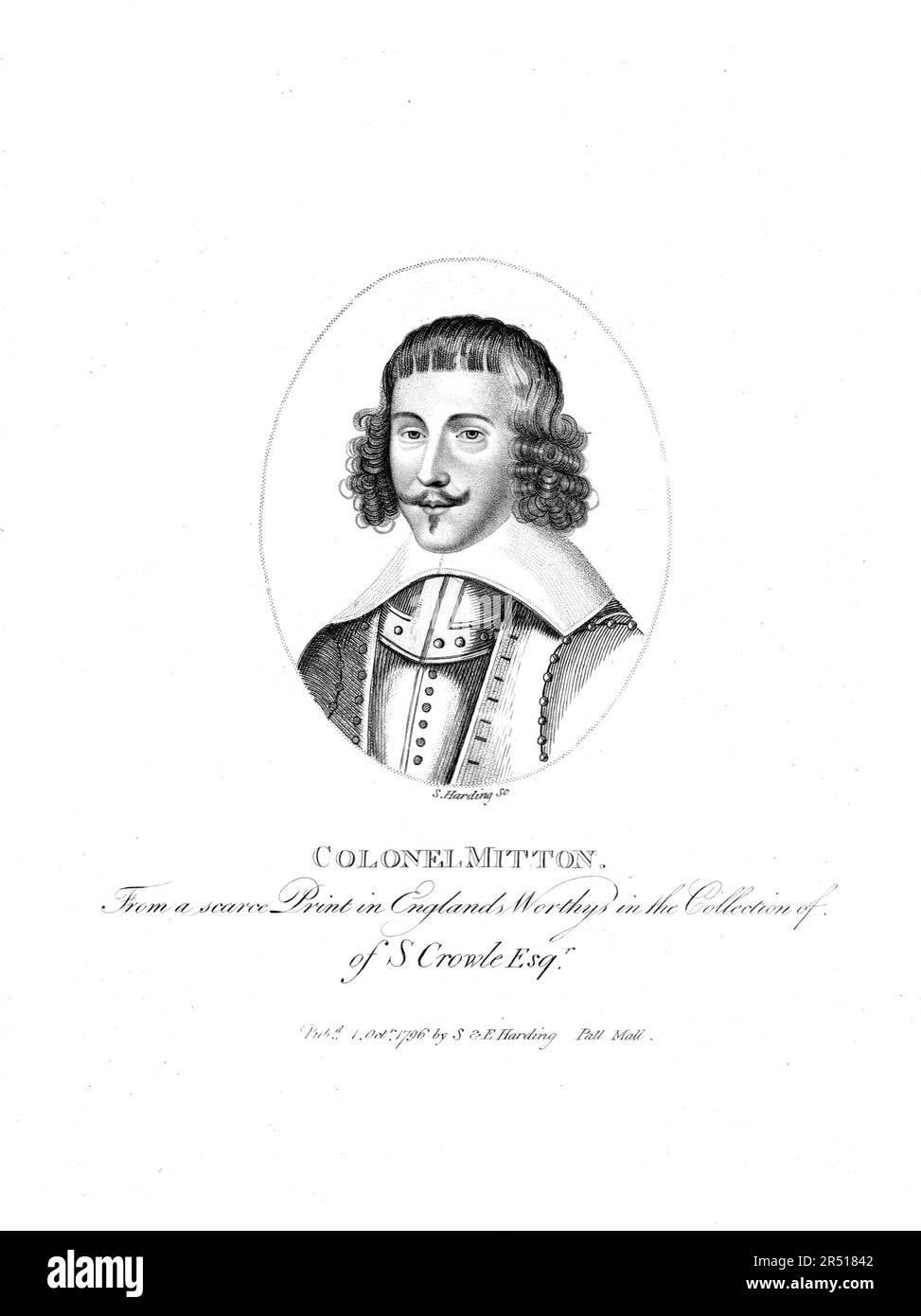 Parlamentarischer Commander Thomas Mytton (1597?-1656) von Silvester (Sylvester) Harding, veröffentlicht von E. & S. Harding, Stipple and Line Graving,1796. Stockfoto