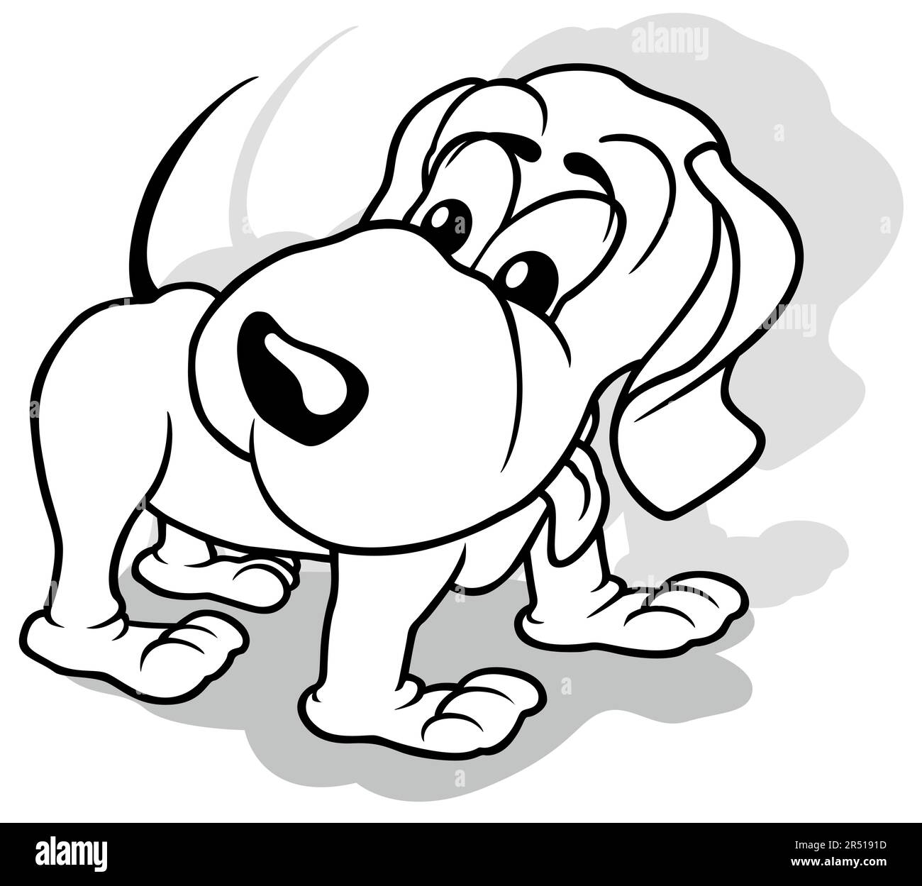 Zeichnung eines stehenden Hundes mit gedrehtem Kopf Stock Vektor