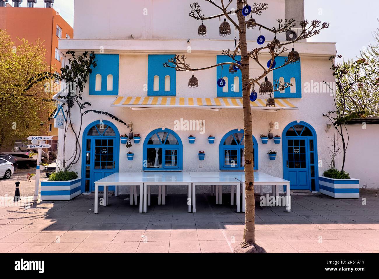Griechisches Restaurant in Demre, Türkei Stockfoto