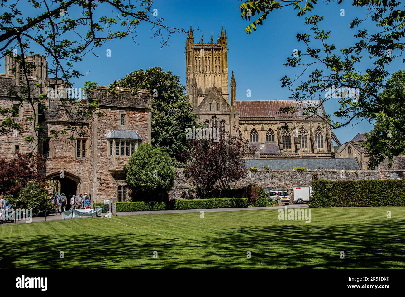 Bishop's Palace & Gardens, City of Wells, Somerset, Großbritannien Stockfoto