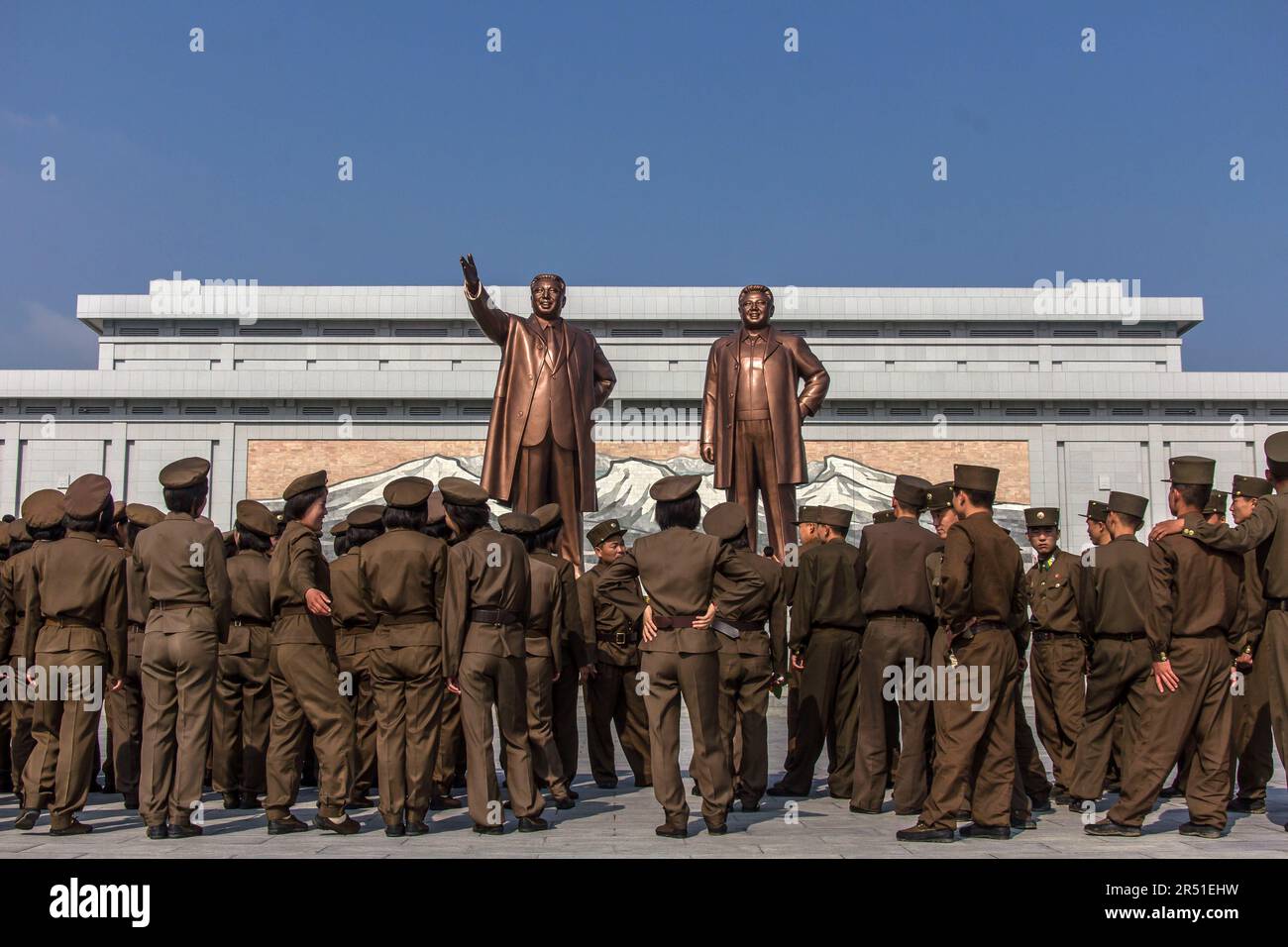 Nationale Feier am Mansu Hill Grand Monument in pjöngjang, nordkorea Stockfoto