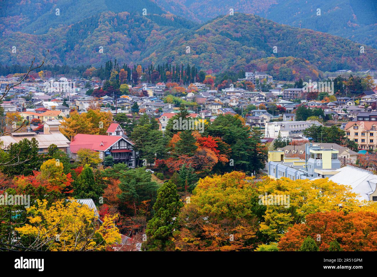 kawaguchi-See, Präfektur Yamanashi, Japan in der Herbstsaison. Stockfoto