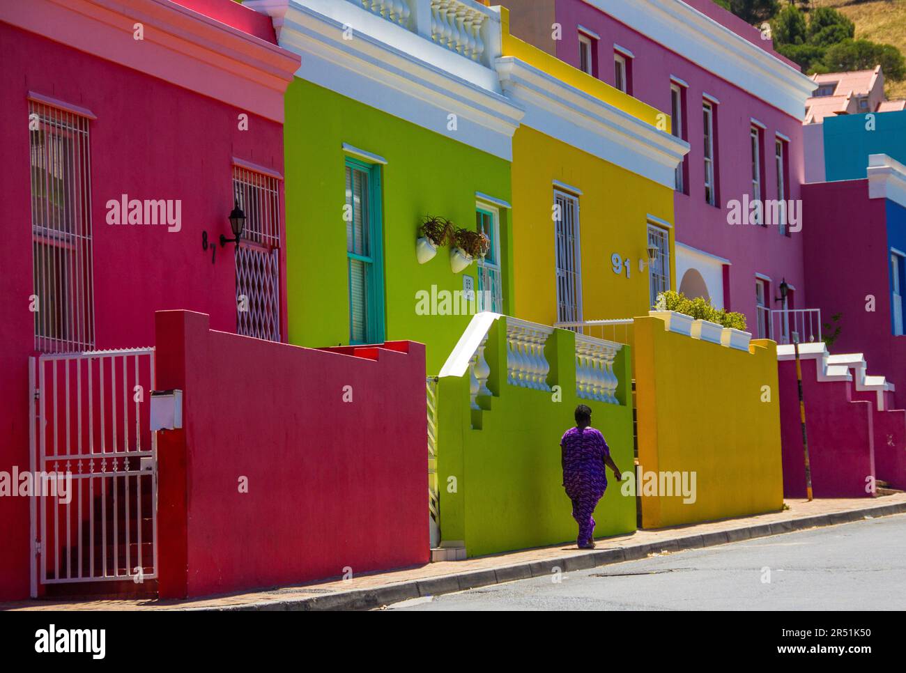 Farbenfrohe Häuser von Bo-Kaap in Kapstadt, Südafrika Stockfoto