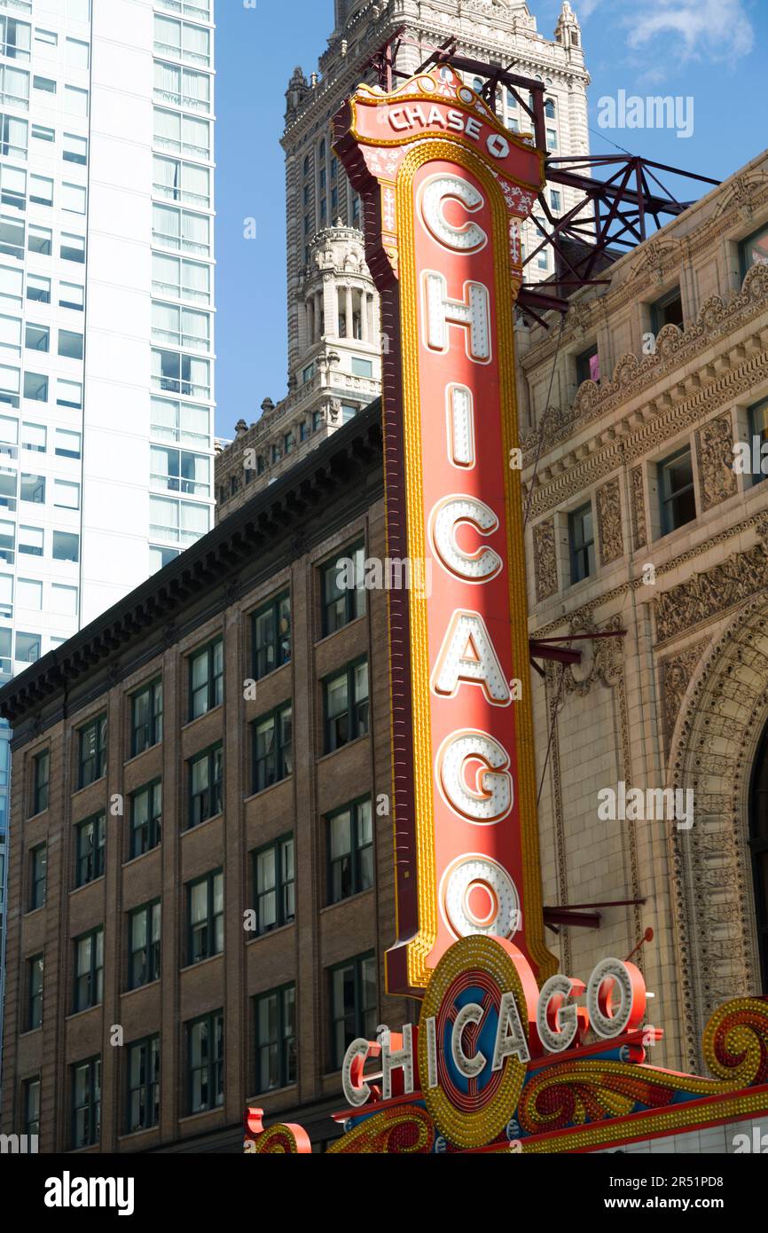 USA, Illinois, Chicago, Chicago Theater an der State Street. Stockfoto