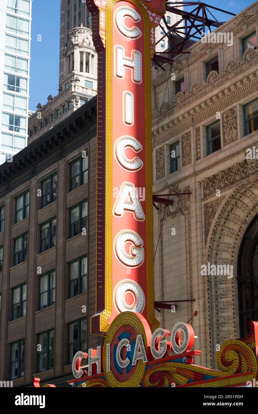 USA, Illinois, Chicago, Chicago Theater an der State Street. Stockfoto