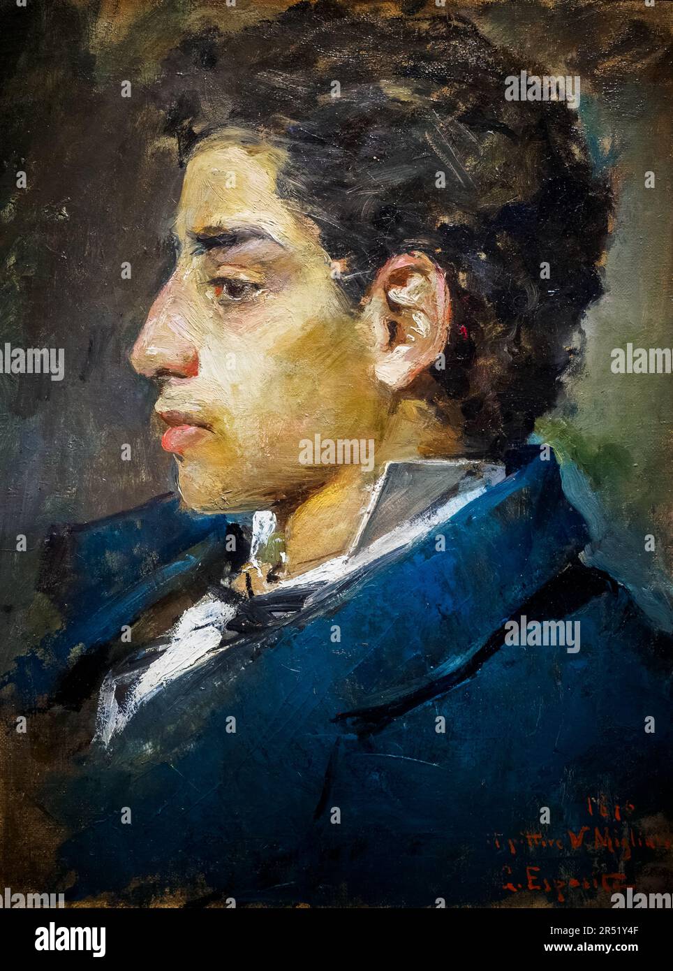 Portrait des Malers Vincenzo Migliano, 1876 von Gaetano Esposito (Salerno, 1858 - Sala Consilina, 1911) - Öl auf Leinwand Stockfoto