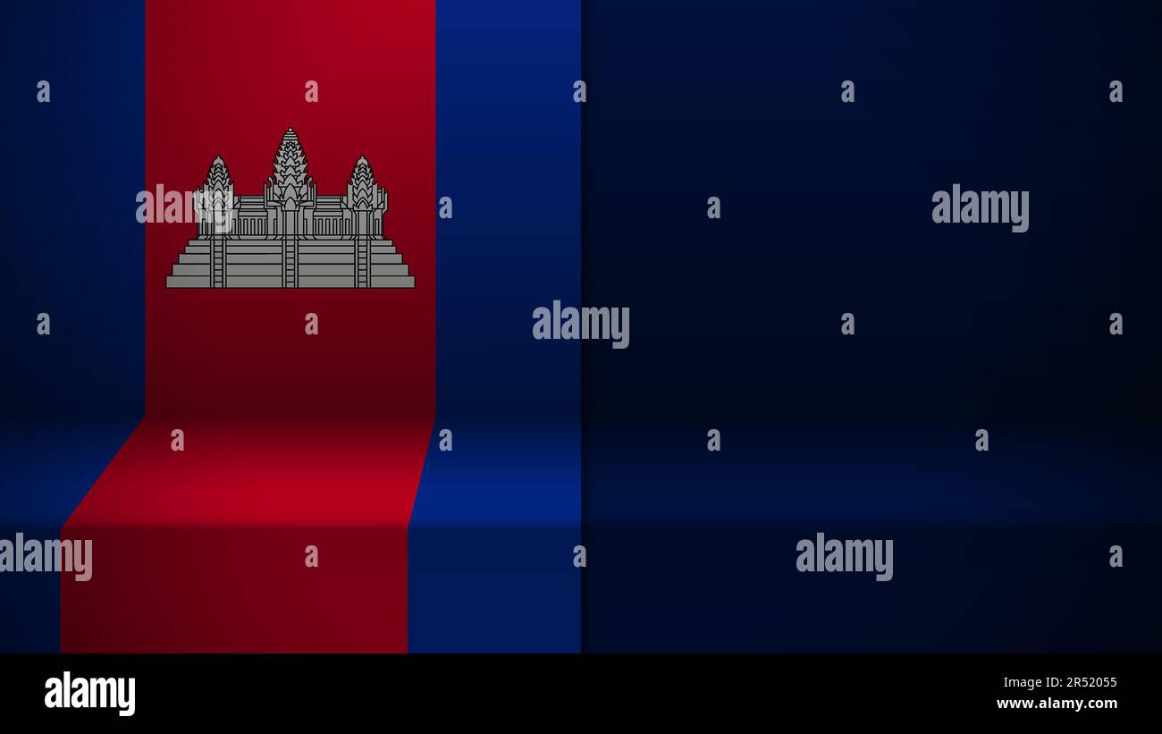 3D Hintergrund mit kambodschanischer Flagge. Ein Element der Auswirkung für den Verwendungszweck, den Sie daraus machen möchten. Stock Vektor