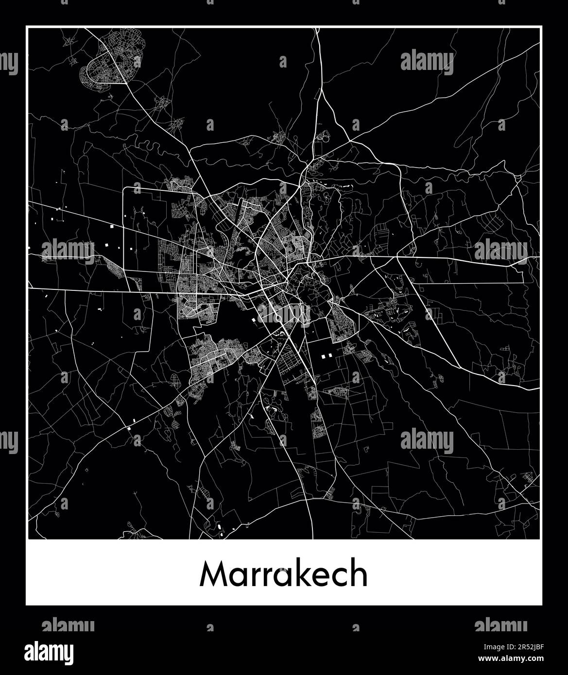 Minimaler Stadtplan von Marrakesch (Marokko Afrika) Stock Vektor