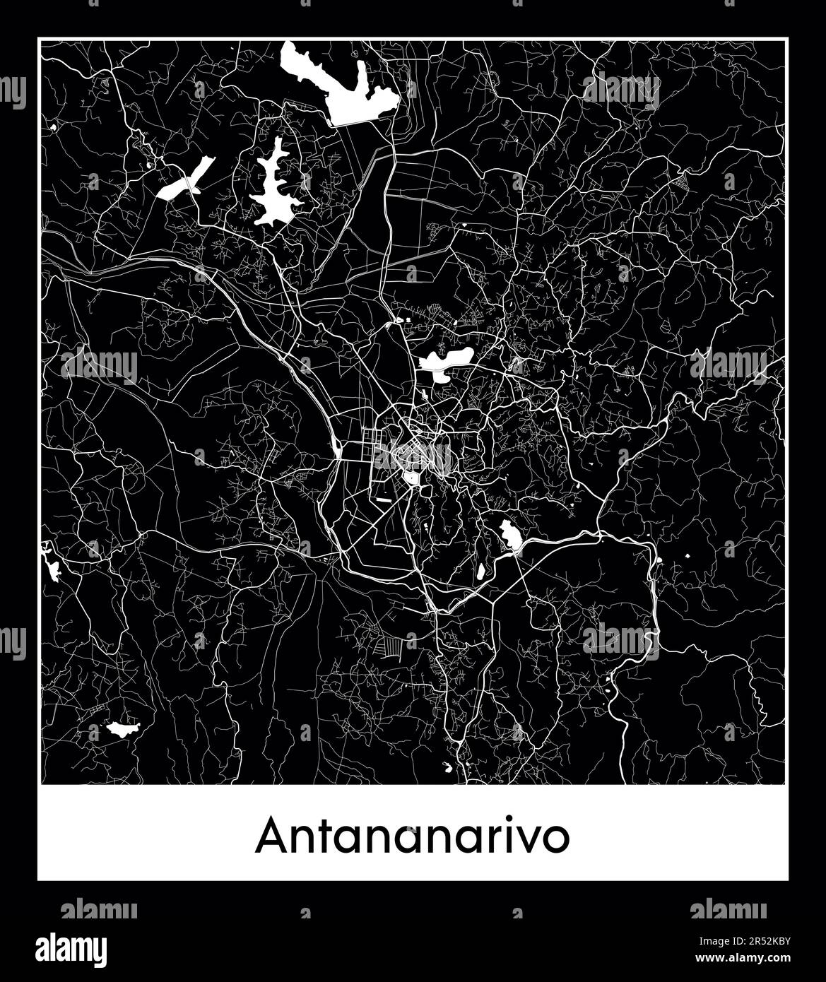 Minimaler Stadtplan von Antananarivo (Madagaskar Afrika) Stock Vektor