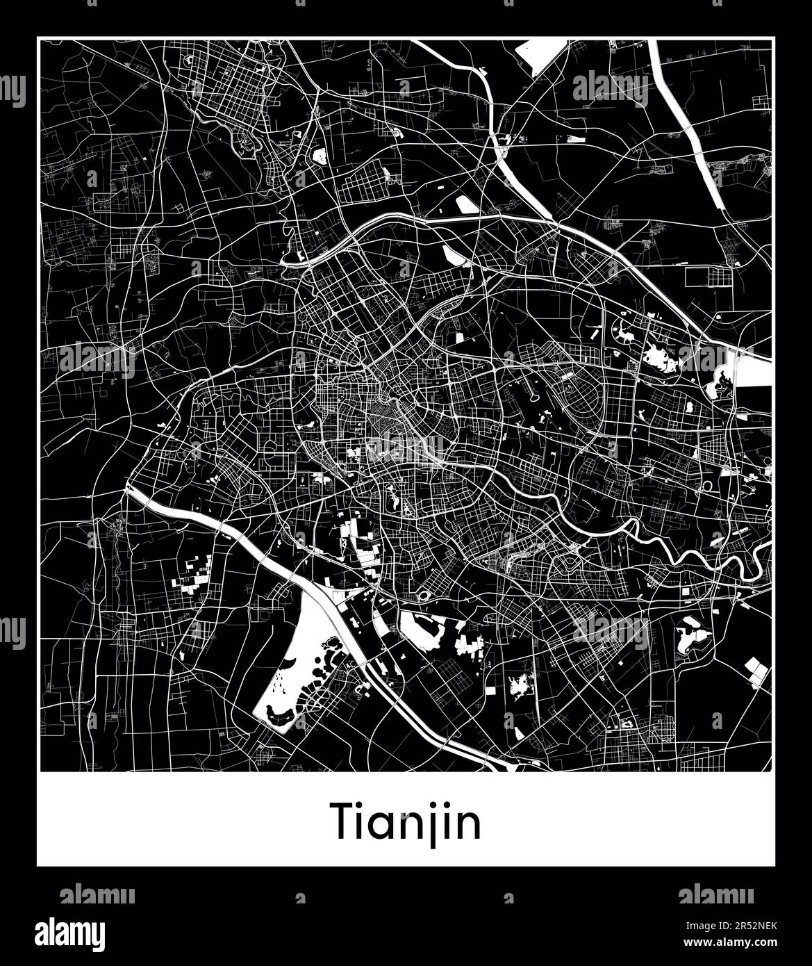 Minimaler Stadtplan von Tianjin (China Asien)Minimaler Stadtplan von Tianjin (China Asien) Stock Vektor